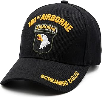 US Army Officially Licensed 101st Airborne Division Screaming Eagles Embroidered Black Adjustable Baseball Cap