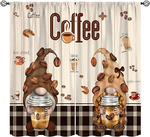 Miniatura 17 de Cortinas rústicas de cocina de granja, hojas verdes florales de primavera, cortinas retro de tablones de madera campestre para dormitorio, comedor,