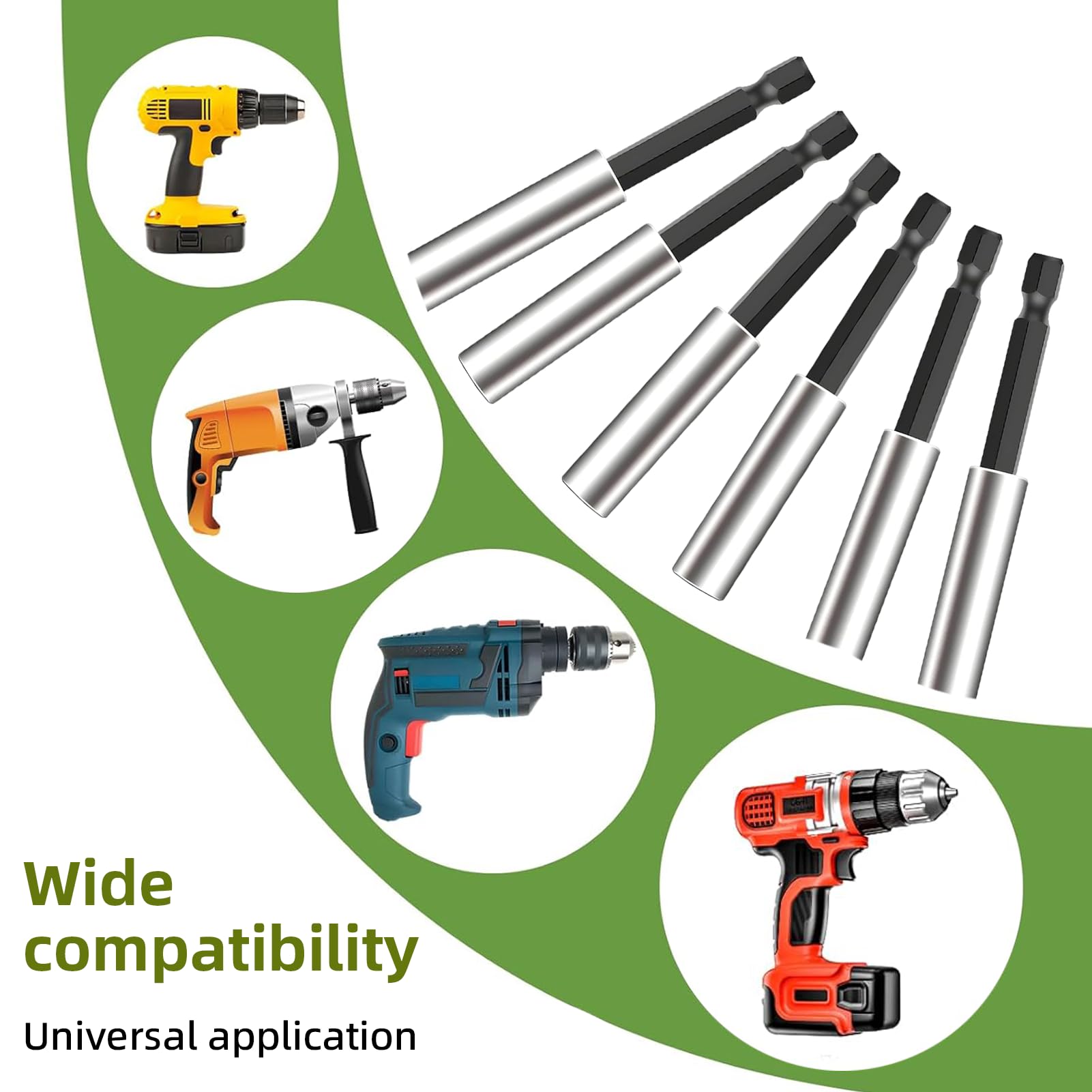 5 Pezzi Supporti Magnetici per Punte, Punta Professionale da 1/4 Pollice, Supporto per Punte in Acciaio Inossidabile da 60 mm, Compatibile con Chiavi a Percussione