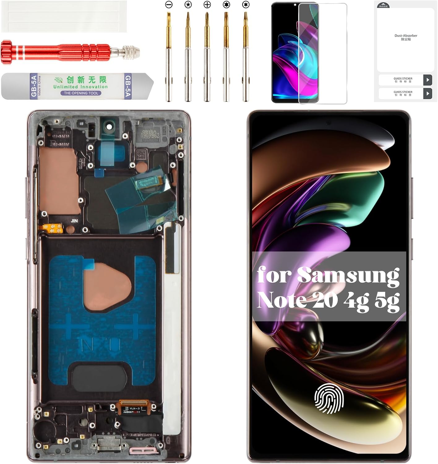 OLED for Samsung Note 20 Screen 4g for Samsung Galaxy Note 20 5g Digitizer SM-N981U Screen for Samsung Note 20 SM-N981U1 LCD Display Touch Assembly with Frame SM-N980 SM-N981 (Black)