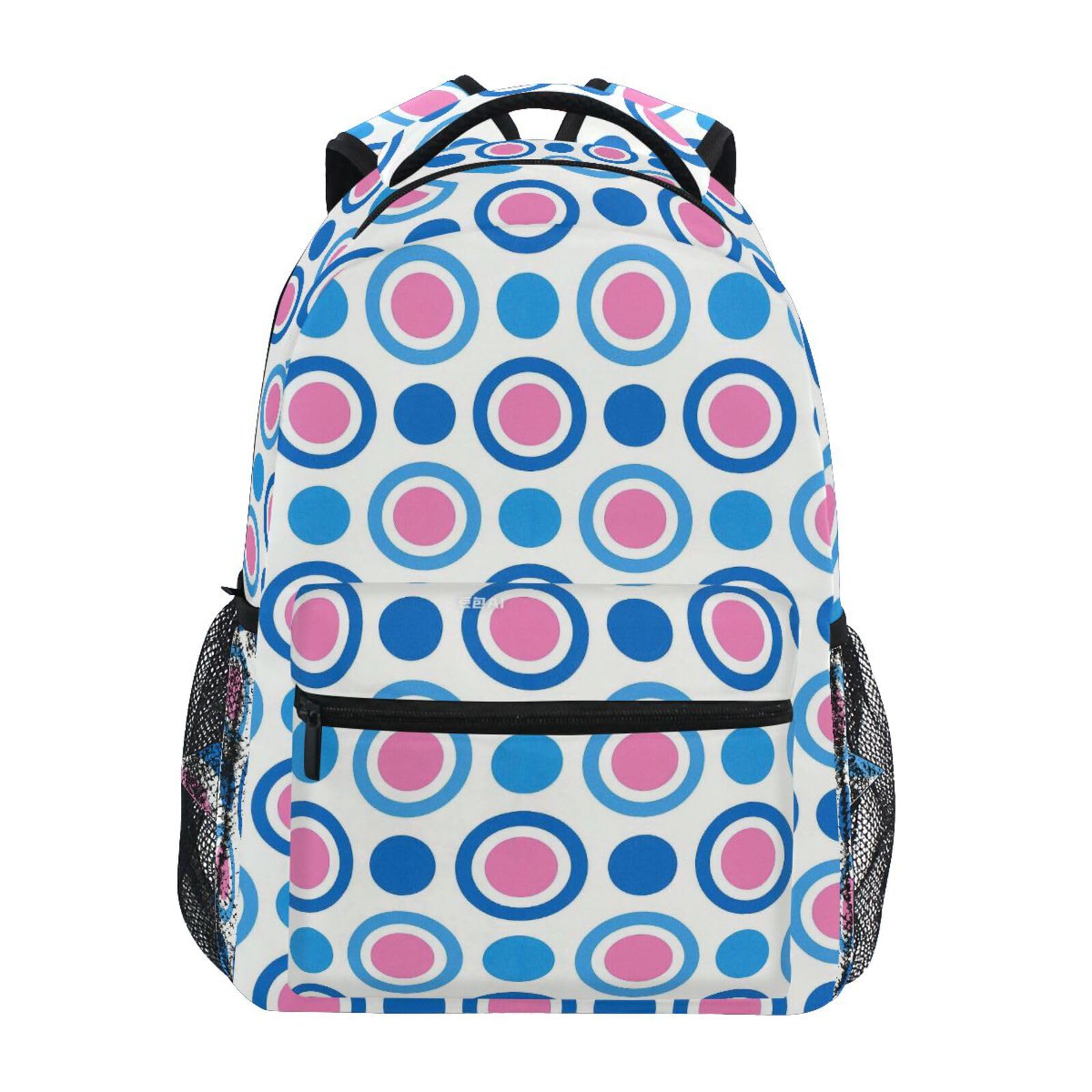 bulk backpacks for kids with name tag Trendy Polka Dot Peach Blue chest strap books bag for 5th