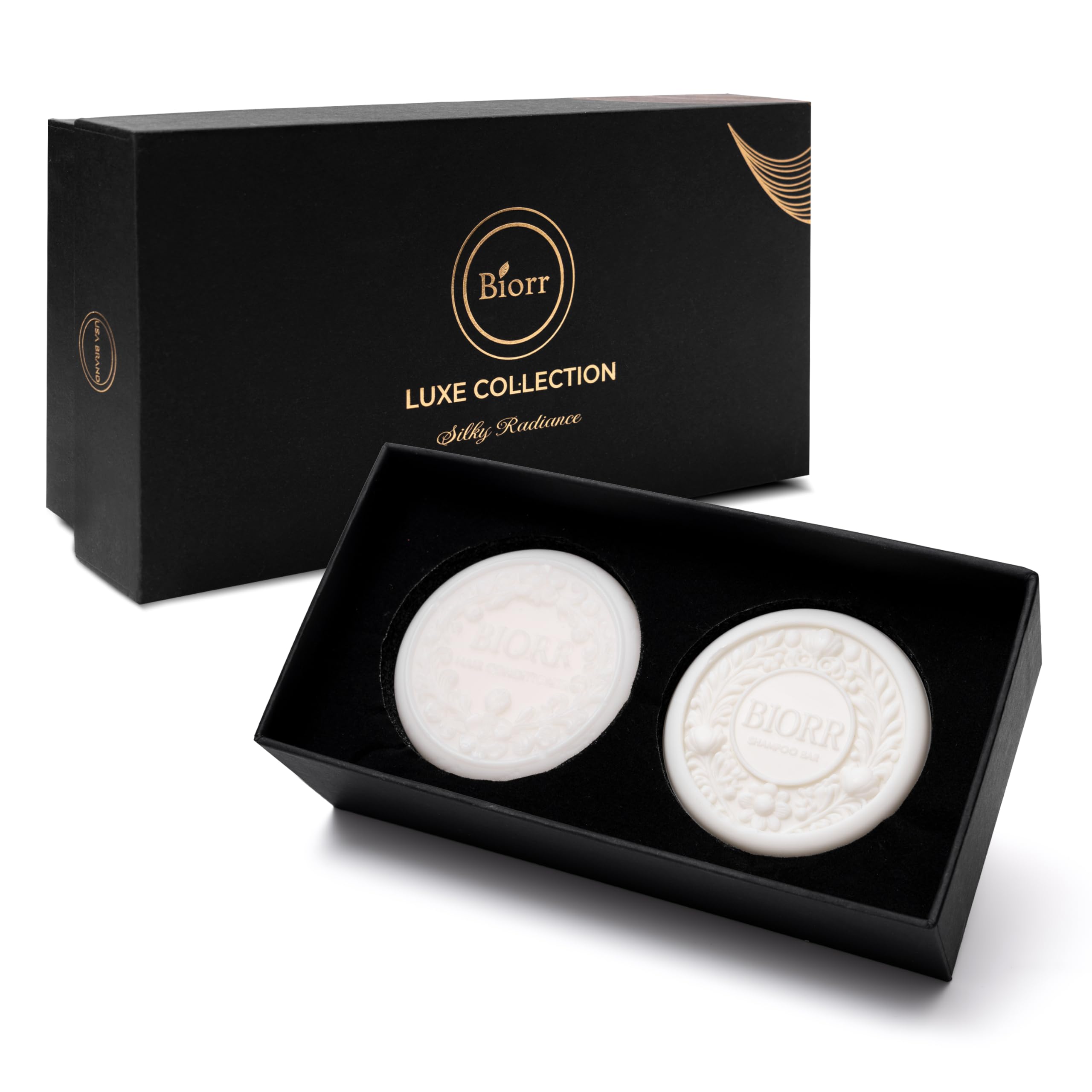 BIORR Castor Oil & Rice Water Shampoo & Conditioner Bar Set for Hair Growth & Repair | Sulfate-Free, Vegan Solid Bars with Oat & Rice Protein | Frizz