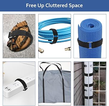 Longzhuo 1 x33ft Hook and Loop Straps with 50 Metal Buckles, Adjustable Fastening Velcro Straps Heavy Duty, Nylon Reusable Cut to Length Cable Straps Ties for Home Office Garage Organization, Black