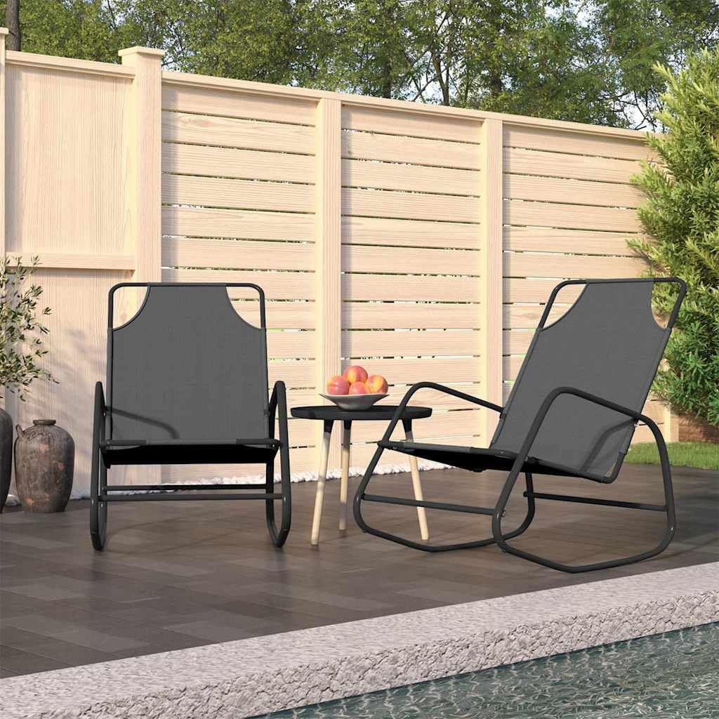 Hamaca mecedora 2 piezas gris de acero y textileno transpirable, 89 x 58 x 93,5 cm, plegable y ajustable, ideal para balcón, terraza y jardín