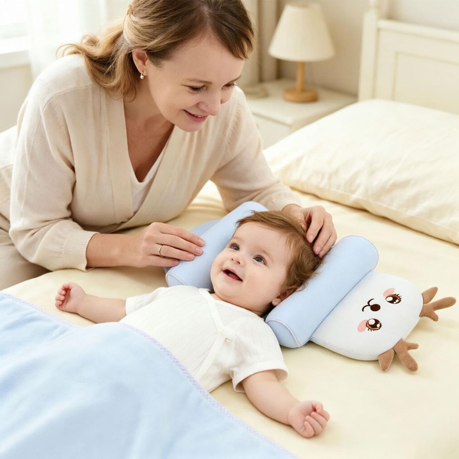 Cuscino Forma Testa Bambini Supporto Ergonomico Traspirante Antiscivolo | Supporto Confortevole Testa e Collo Per Bimbi e Bimbe Letti Seggiolini Auto Passeggini Asilo Viaggi Brevi