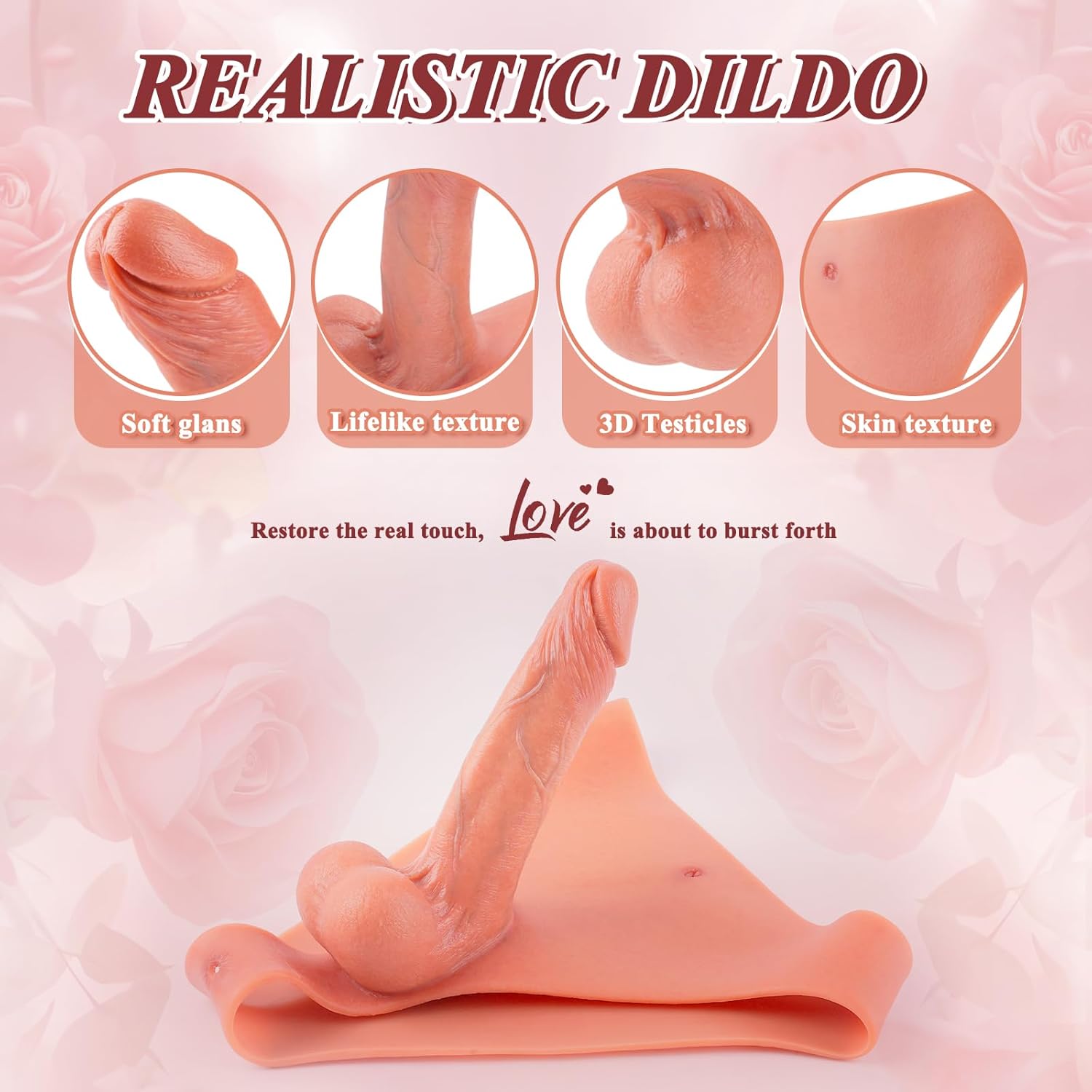 Realistic Strap-On Dildo Panties for Couples - Solid Silicone Dildo with Harness, Strapon Harness Adult Sex Toys with 7.3'' Solid Penis, Wearable Dildos Panties for Women Lesbian Pegging Roleplay