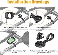 Vista 4 de Soporte de barras Aero - Garmin Bike Computer Mount para Garmin Edge, compatible con computadora GPS de bicicleta, Wahoo, Bryton, Cateye, GoPro Full