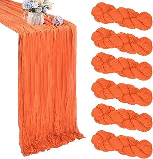 6 Pack Fall Table Runner Orange Cheesecloth Table Runner 35x120 Inch Gau...