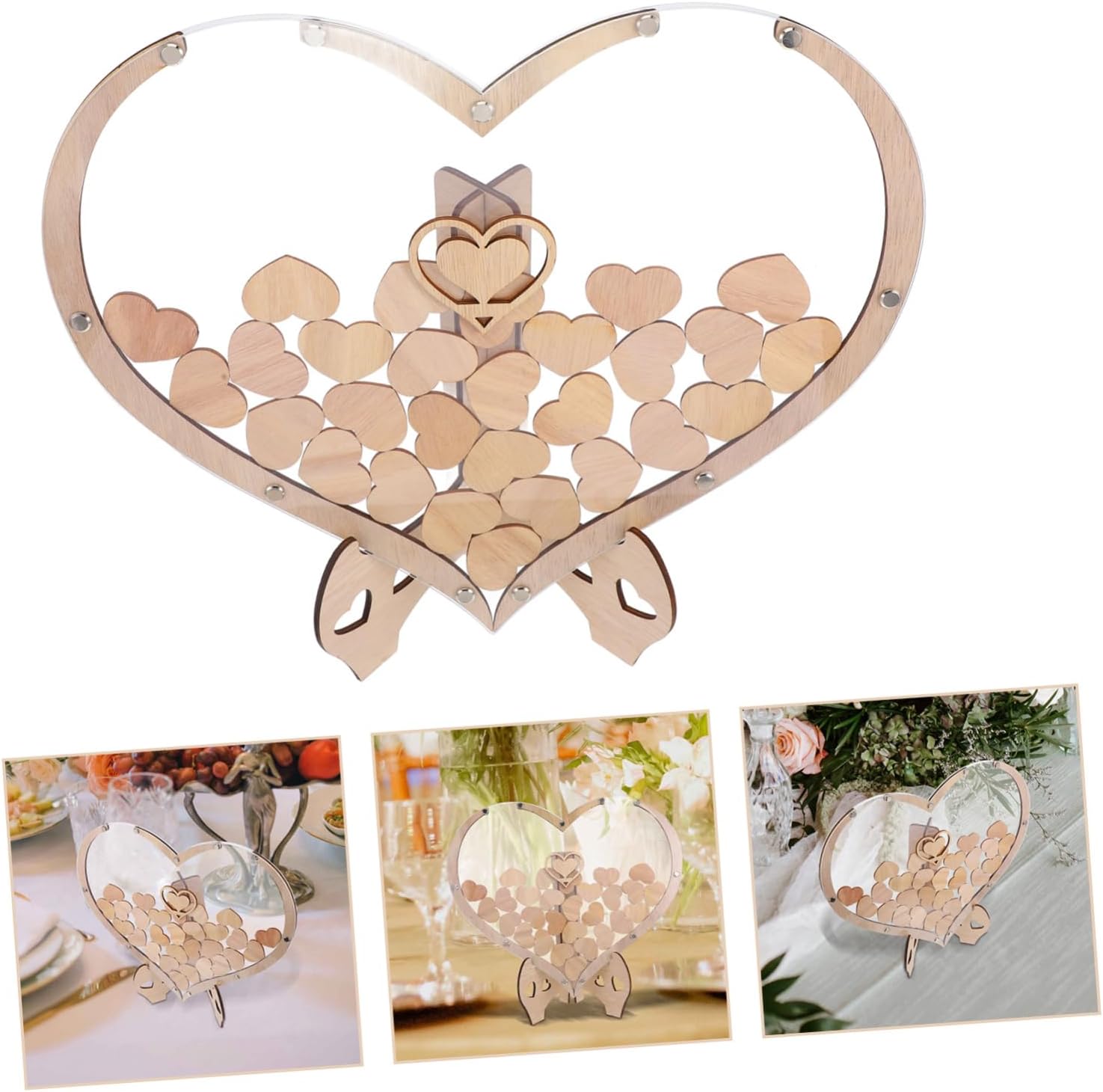Alipis 1set Heart-Shaped Wooden Guest Book Alternative for Weddings Birthdays Unique Message Capture Frame Meticulously Crafted Sturdy Design Versatile Decor for Special Occasions