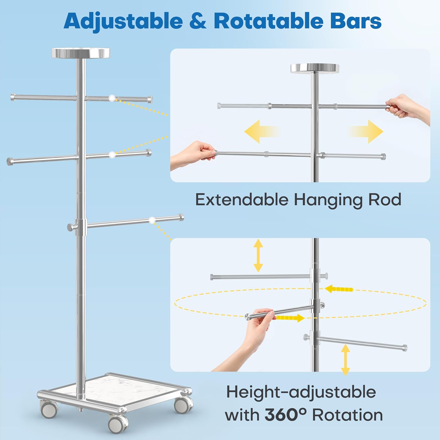 18/8 Stainless Steel Pool Towel Rack Outdoor with Locking Wheels