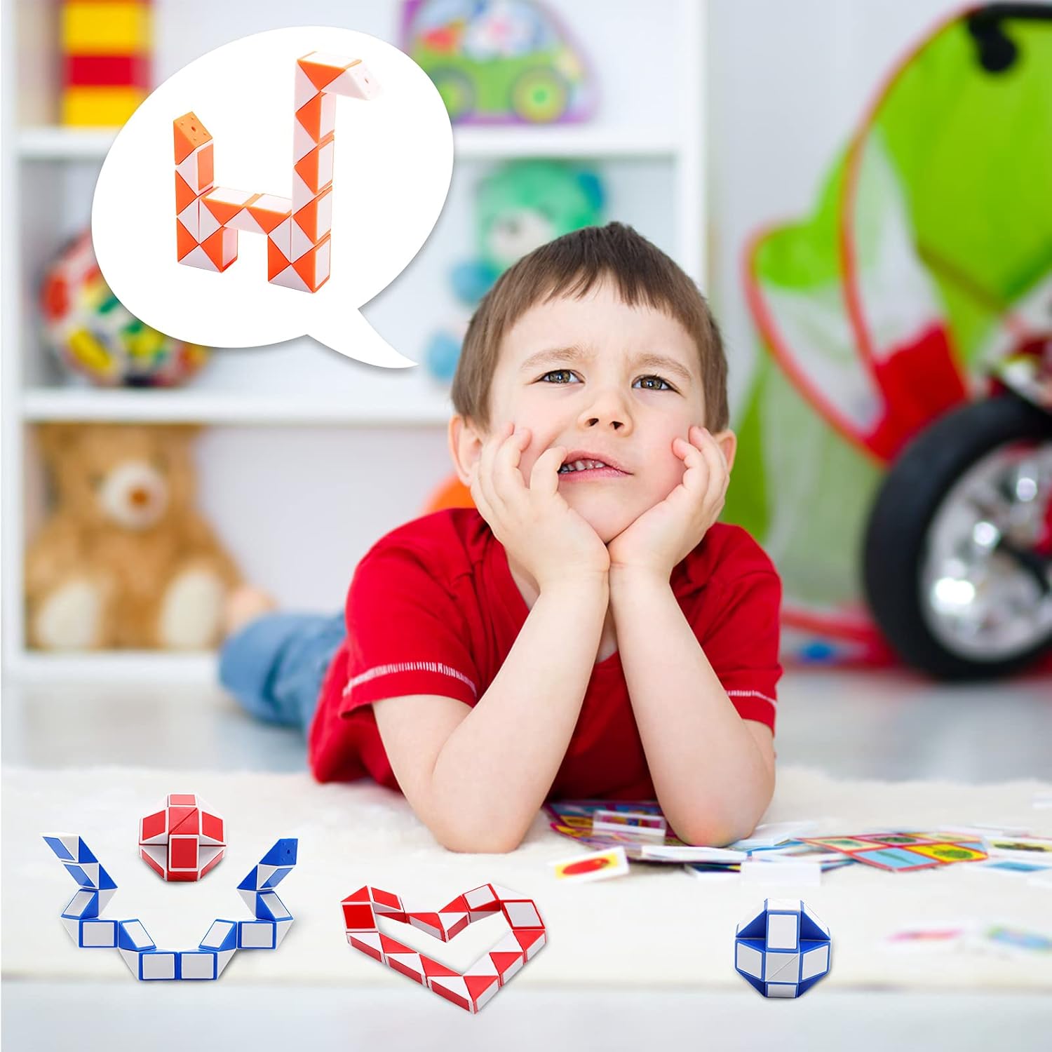 Yeetec 24 Pack 24 Blocks Magic Speed Cubes, Mini Snake Cube, Mini Plastic Puzzle Cube Toy for Kids Party Bag Fillers, Party Supplies, Random Color