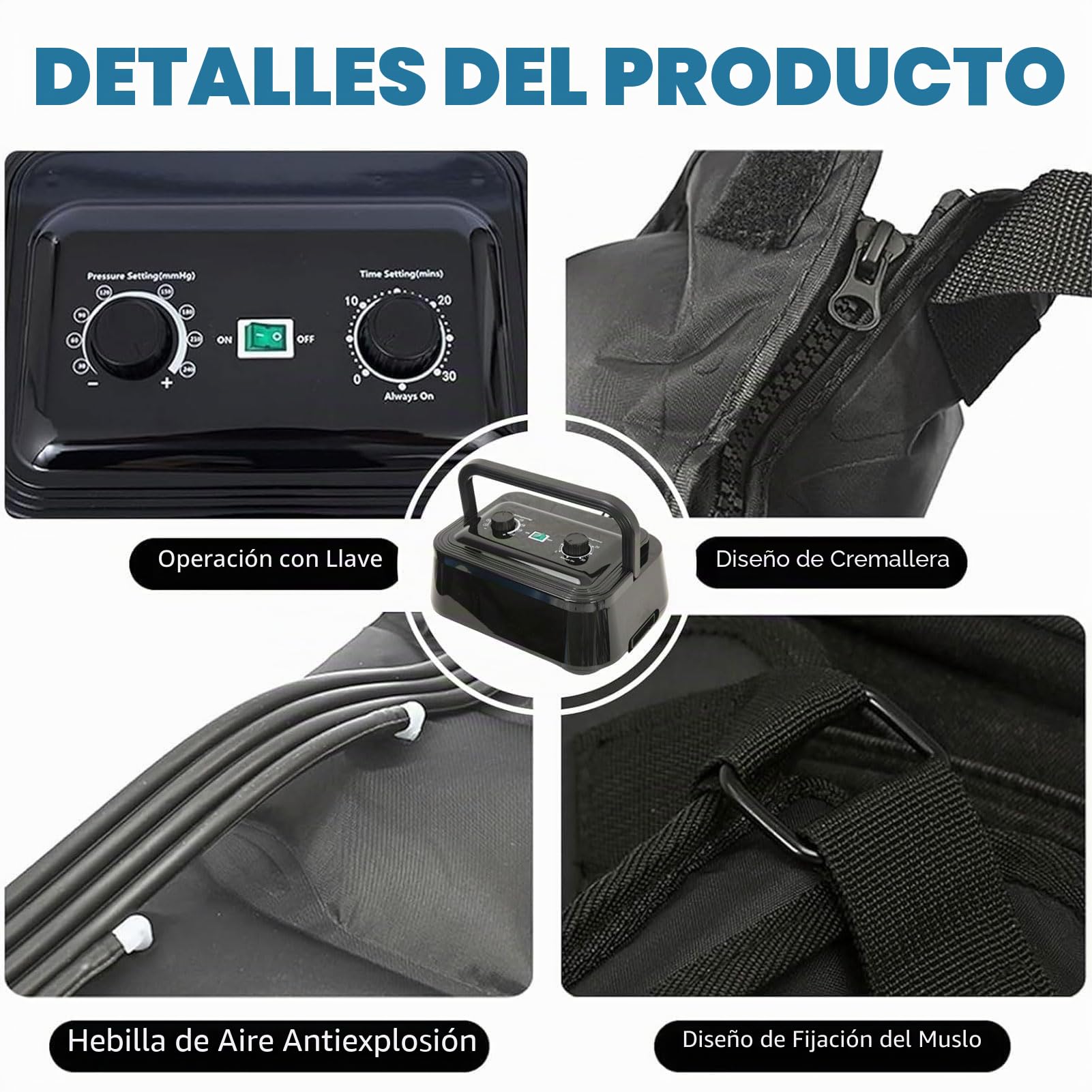 Masajeador Eléctrico de Compresión de Aire, Botas Presoterapia para Casa Abdomen y Piernas, Masajeador de Piernas Circulación Presoterapia para Drenaje Linfático y Favorece