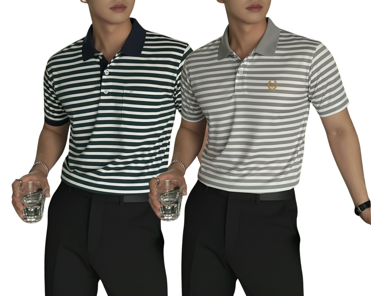 mack jonney Men’s Cotton Polo T-Shirt | Regular Fit | Short Sleeve | Striped Casual Wear | Pack of 2 -MJ-1-picture-46