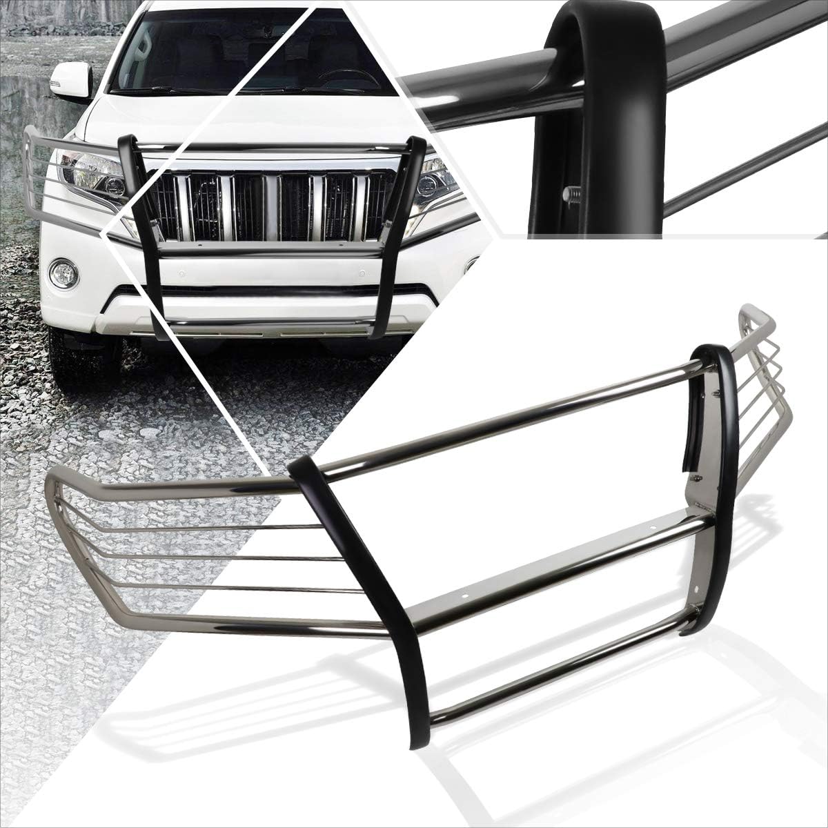 Compatible with Land Cruiser J200 SUV 2008-2015 S.S Bumper Brush Grille Guard Protector,Chrome