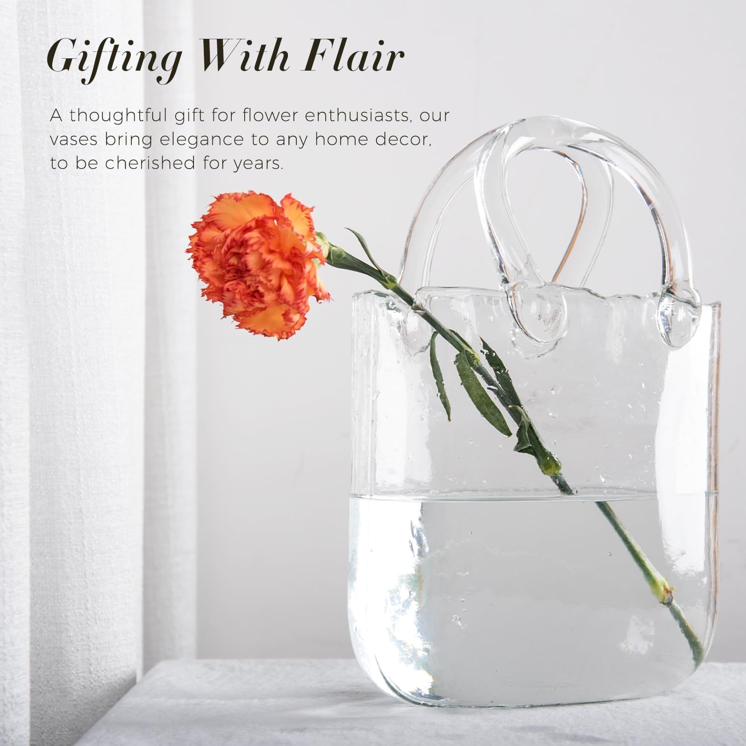 Glass Purse Vase for Flowers, Handbag Shape Clear Glass Vase, Unique Flower Centerpiece, Fish Bowl, Home Decor, Wedding, and Event Vessel