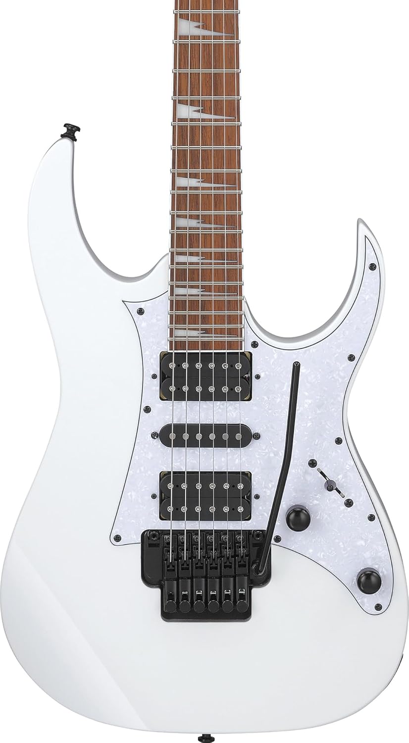 Ibanez RG450DXB RG Standard Electric Guitar - White Bundle with Gig Bag, Tuner, Strap, Cable, Austin Bazaar Instructional DVD, and Polishing Cloth