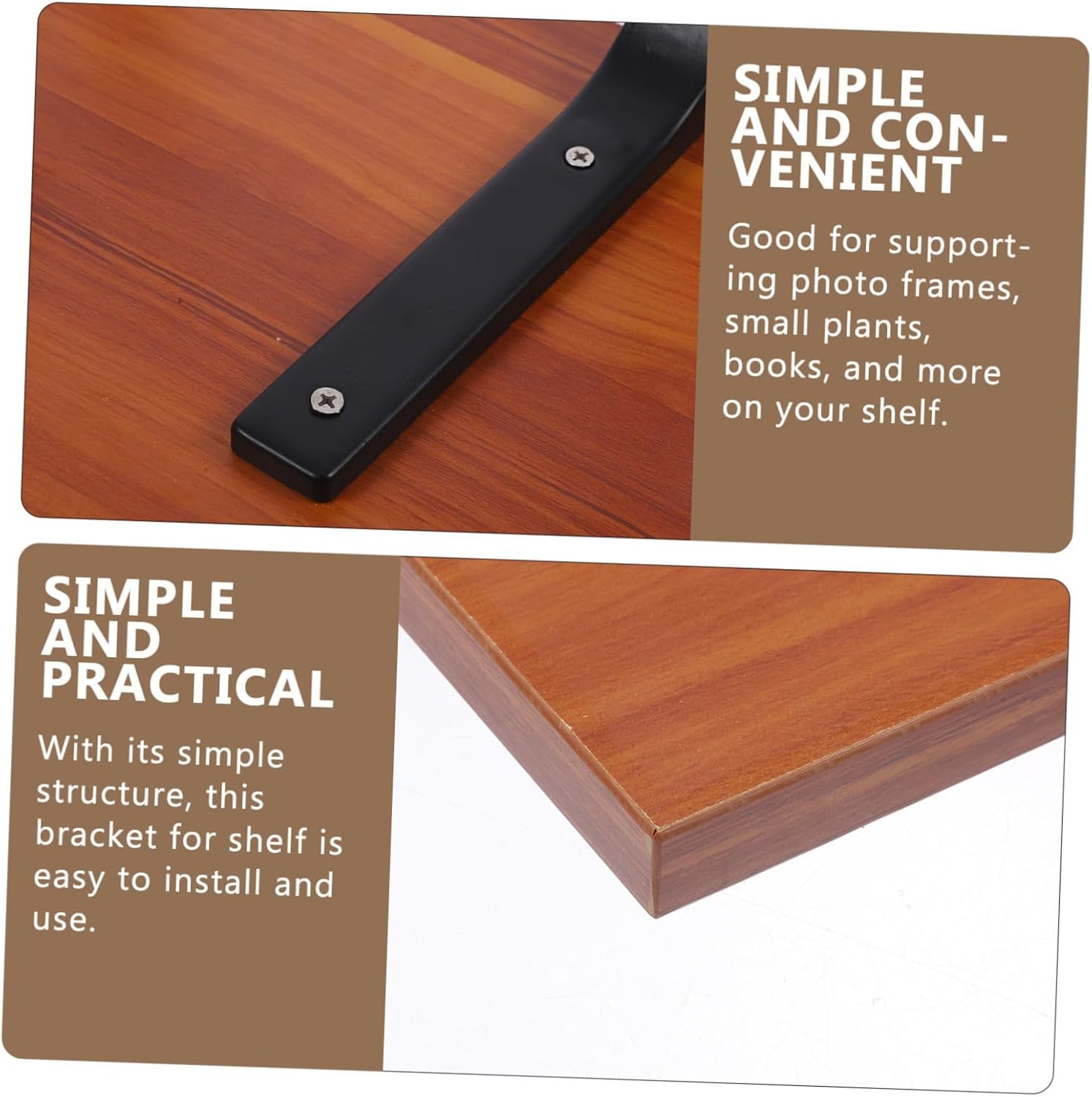 PRETYZOOM 1Set Metal Floating Shelf Brackets with Wooden Board Wall Mounted Shelf Supports for Various Resistant Design for Home Decor