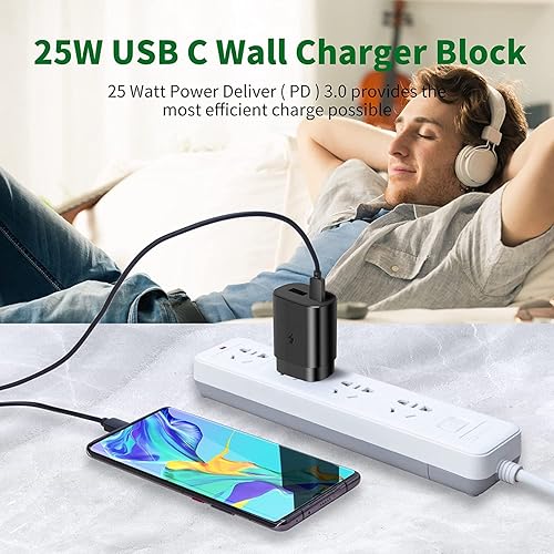 Miniatura 6 de Cargador tipo C, cargador de pared USB C de 25 W, carga rápida de doble puerto, compatible con Samsung Galaxy S22/S22 Plus/S20/S21 Ultra Plus, Note