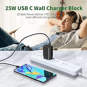 USB C Charger, 25W Super Fast Charger Dual Port Type C Wall Charger Block Compatible Samsung Galaxy S22/S22 Ultra/S22+/S21/S21 Ultra/S21+/S20/Note 10/Note 20/Z Fold3/Z Flip3