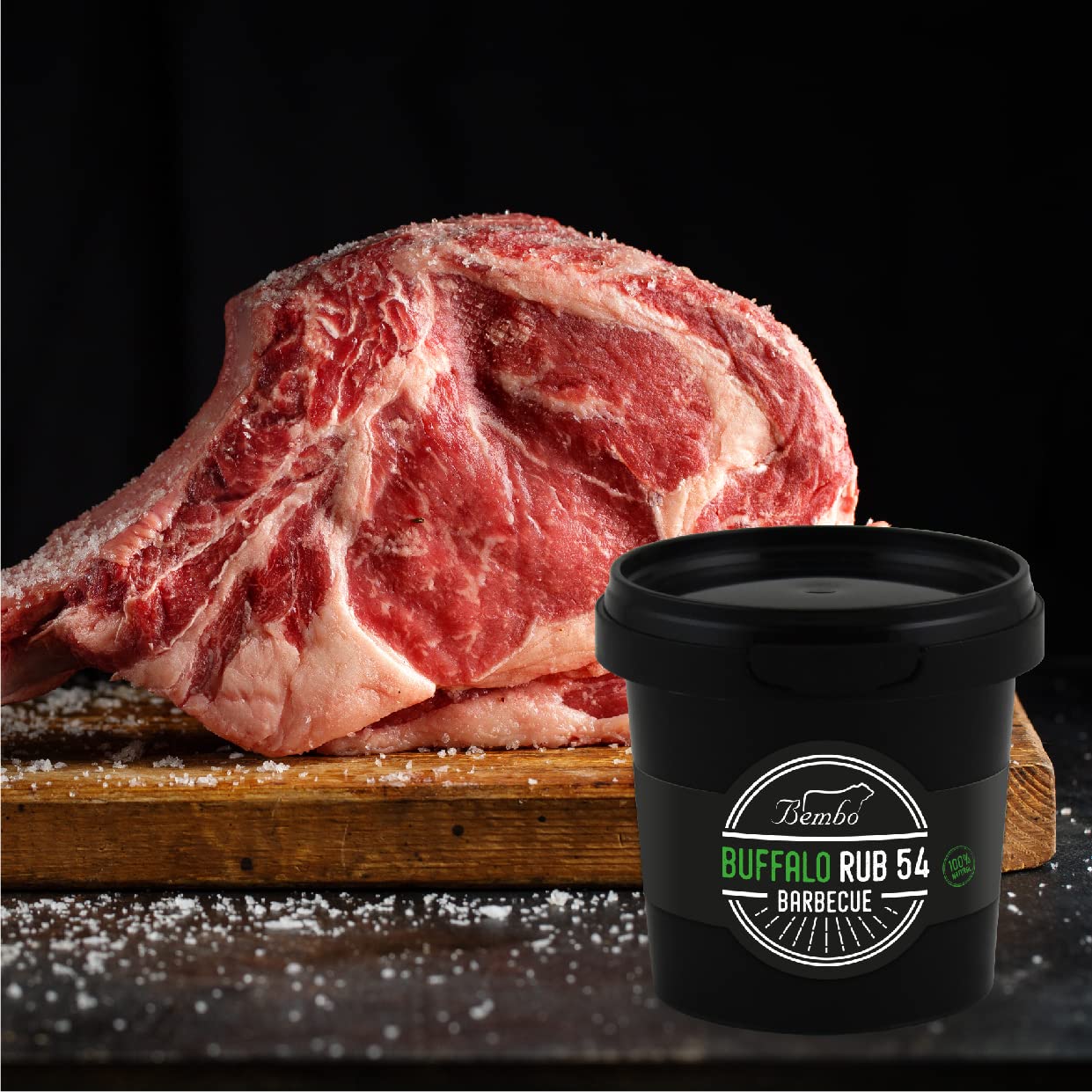 BBQ Buffalo Rub 54 Bembo - 450 g – Mix Spezie per Manzo e Grandi Tagli (Tomahawk, Costate) – Rub Barbecue per Marinatura a Secco – Ideale per Griglia e BBQ – Made in Italy
