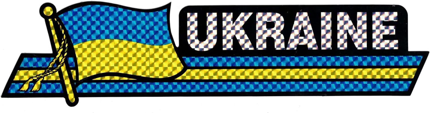 Pack of 24 Ukraine Flag 3"x12" Reflective Decal Bumper Sticker DCX-242