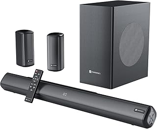 Portronics CineArc 200W Bluetooth Soundbar with Wired Subwoofer for Deep Bass, 5.1 Channel Home Theatre, HD Sound,Multiple EQ Modes, BT 5.4V,HDMI, Optical, AUX, Sleek Remote Control(Black)