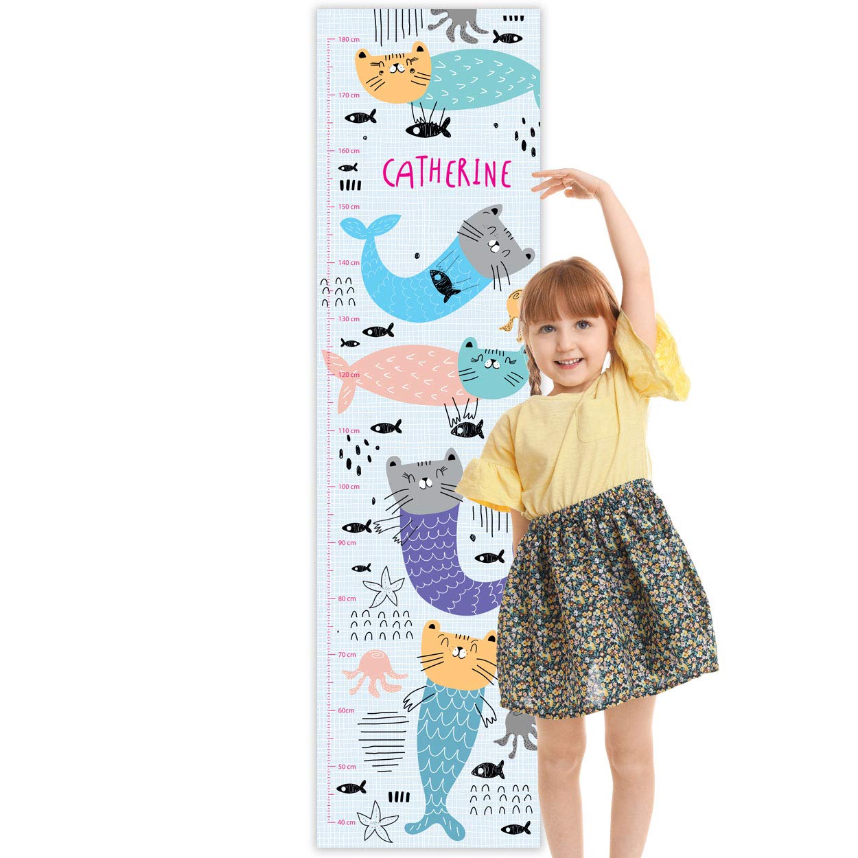 Personalised Kids Height Charts (Cat Mermaid) — image 1