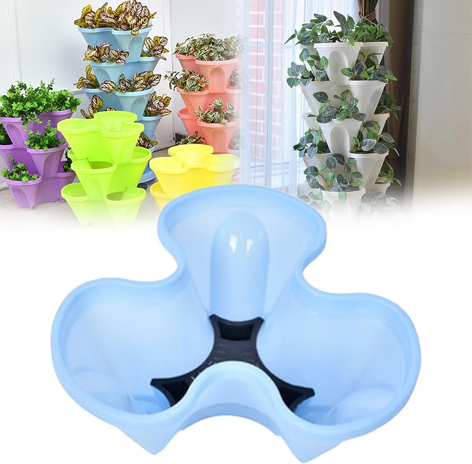 Vaso Fiori Impilabili, Vaso per Fragole Verticale, Fioriera per Fragole da Esterno, Set di Fioriere Verticali Utilizzate per Fragole, Erbe Aromatiche e Fiori,A