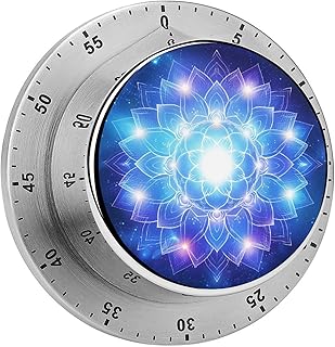 Zen Lotus Flower Kitchen Timers for Cooking Spirtual Meditation Yoga Room Chef Cooking Timer Clock with Loud Alarm No Batteries Required Mechanical Desk Timer Magnetic Backing
