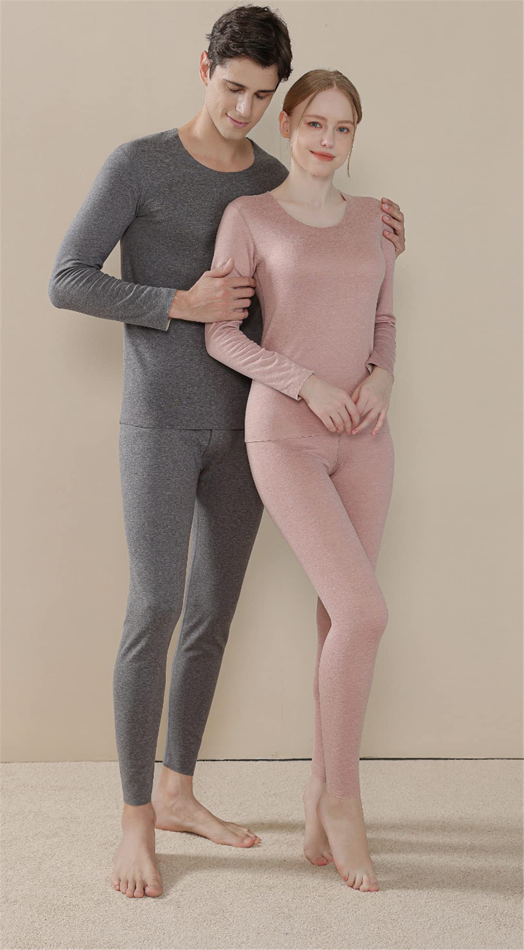 Disimlarl Conjunto de ropa interior térmica de invierno para hombres y mujeres Ropa interior térmica de doble capa de cachemira