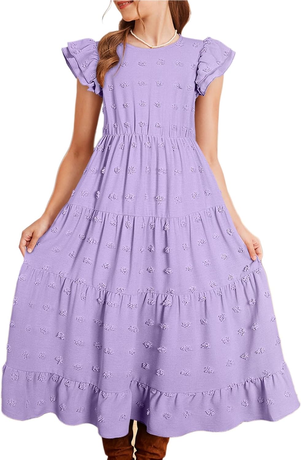 blibean Girls Summer Dress Tween Polka Dots Maxi Pockets Dresses Size 6-16 Years Old