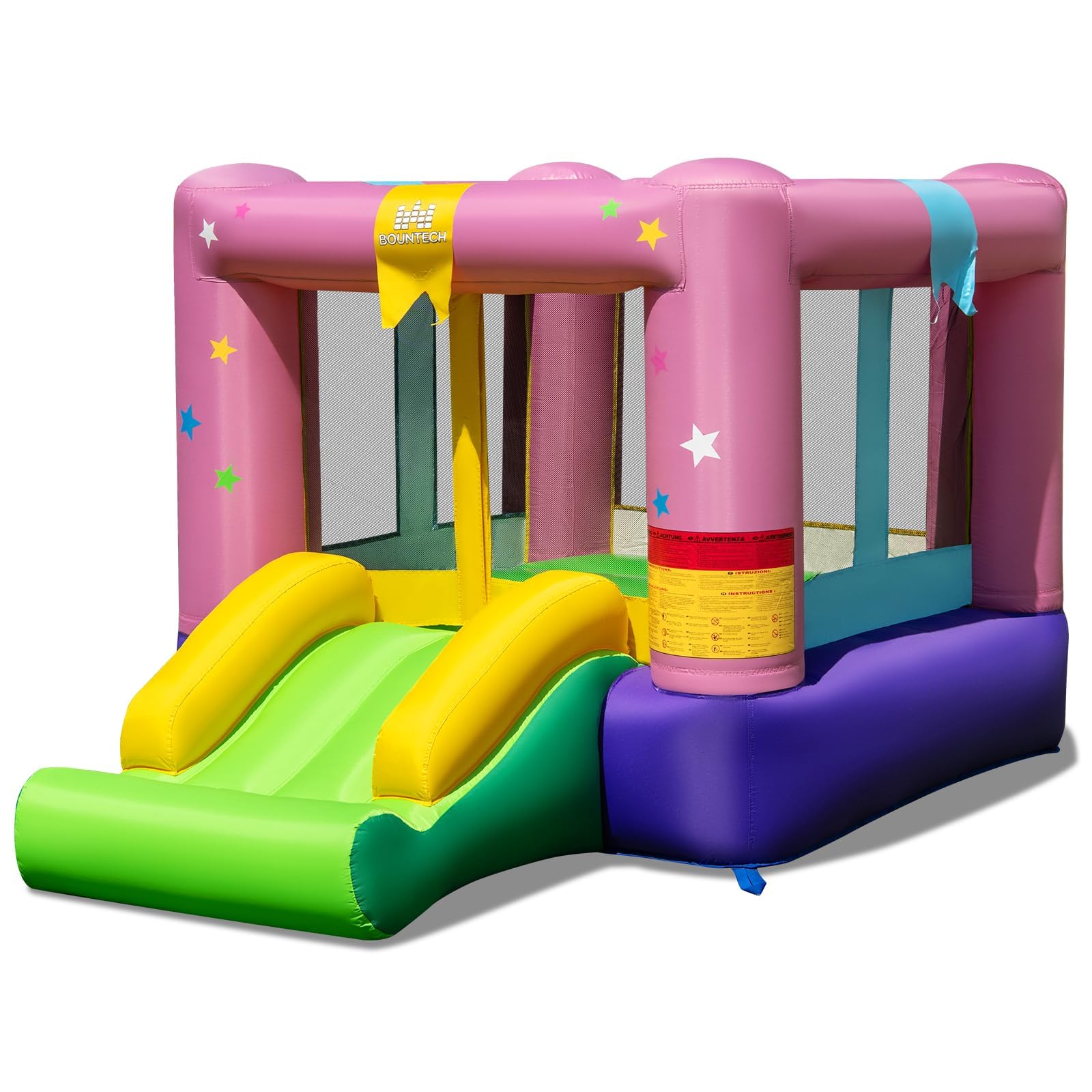 FANTASK aufblasbaren Hüpfburg, Sprungbereich & Basketballkorb, Hüpfburg mit Rutsche, Sprunghauses für Indoor und Outdoor, 240 x 174 x 143 cm