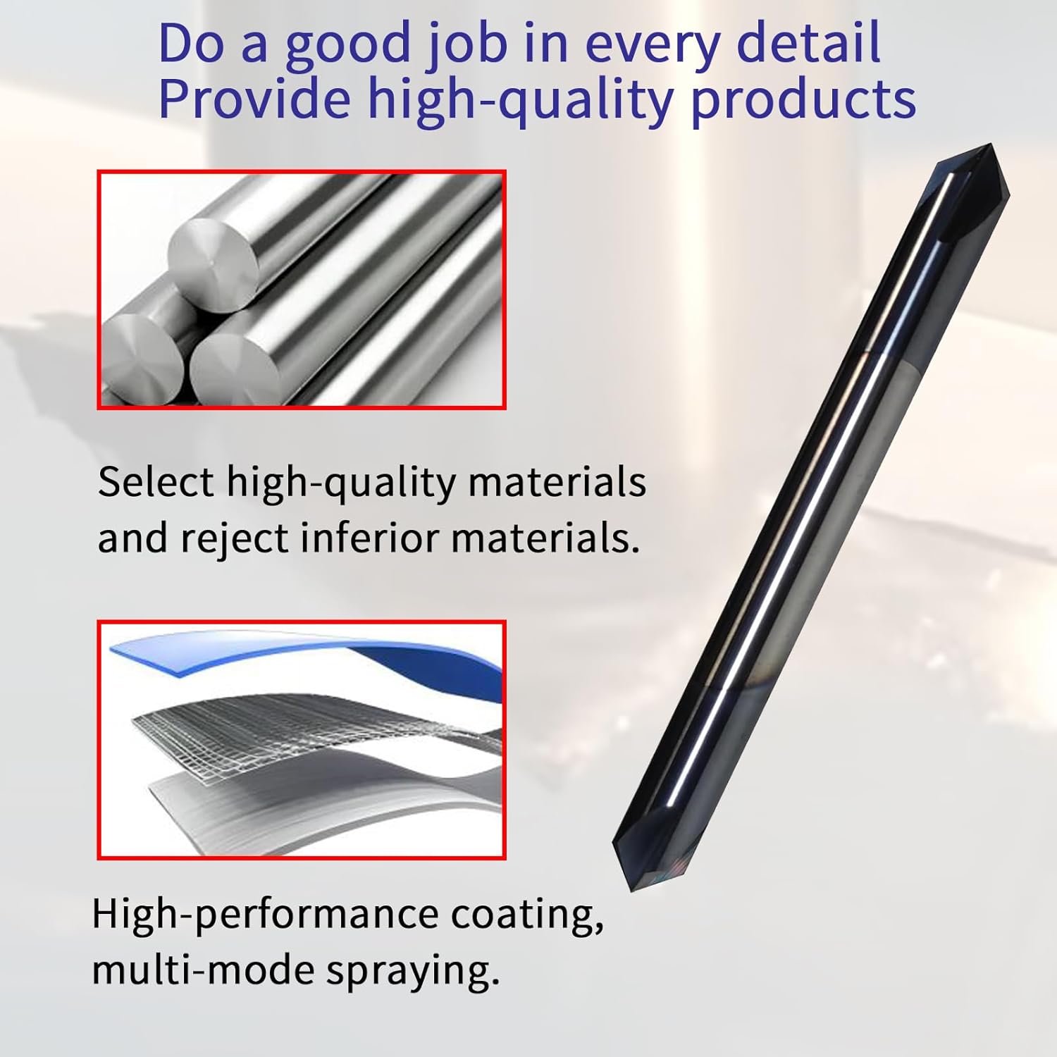 1/4" Chamfer Mill, 4 Flute, 90° Degree, 2-1/2" Overall Length, Solid Carbide End Mill,1/4"Cutting Diameter,1/4"Shank Diameter, 90° Chamfer Angle, Chamfer Mill, Double End,AlTiN Coated