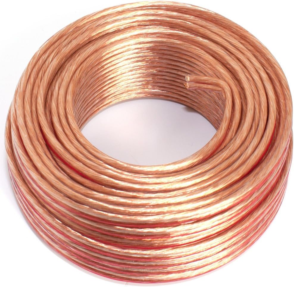 Câble Haut-parleur 2 X 0,75 Mm² Transparent - Longueur 50 M, Conducteur CCA, Marquage Pôle