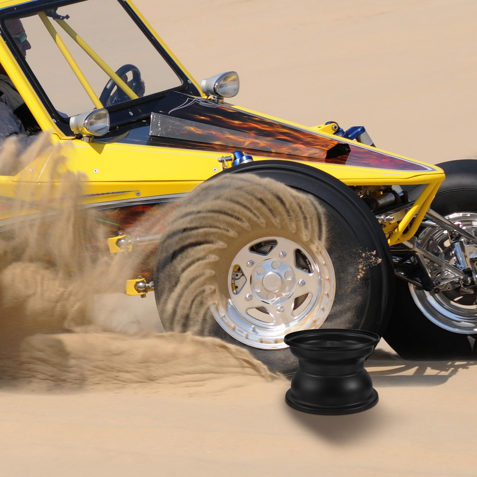 HEALLILY Cerchi in Lega 16 per Atv e Beach Motorcycle in Ferro Nero, Tre Fori, Stile Elegante e Affidabilità Forte per Stabilità e Controllo Ottimali