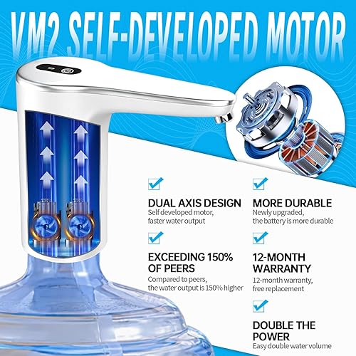 Miniatura 10 de VINMEN Bomba de botella de agua de 5 galones, dispensador de botellas de agua, bomba de agua para jarra de 5 galones, bomba automática de agua