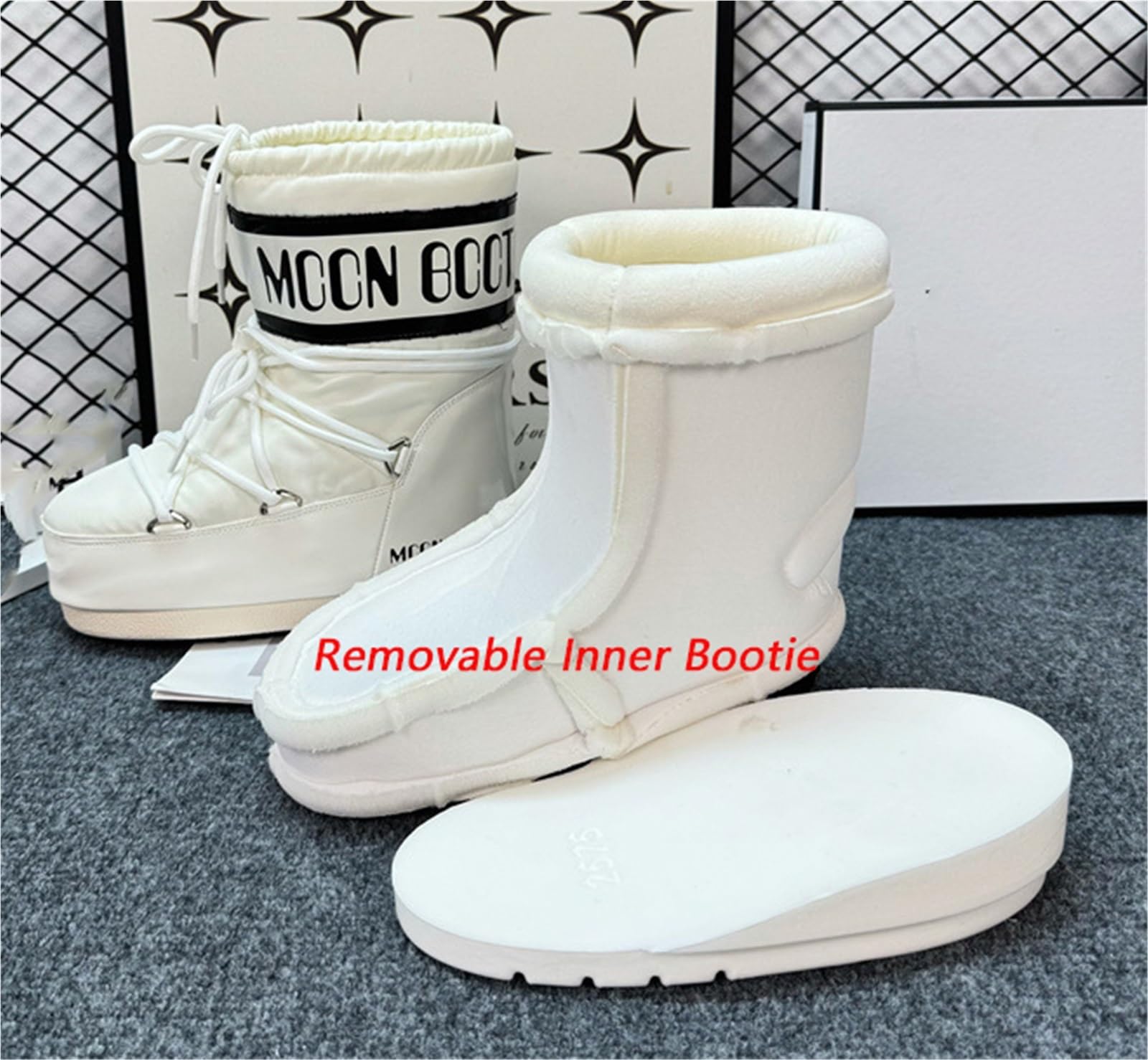 Generisch Damen Mittelhoch Gefütterte Moonboots Winterstiefel Wasserdicht Wechselbare Innenfuss Warme Freizeitstiefel