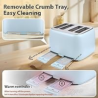 Vista 6 de 4 Slice Toaster 1.5" Extra Wide Slot - Stainless Steel, High Lift, 6 Browning Settings, Blue