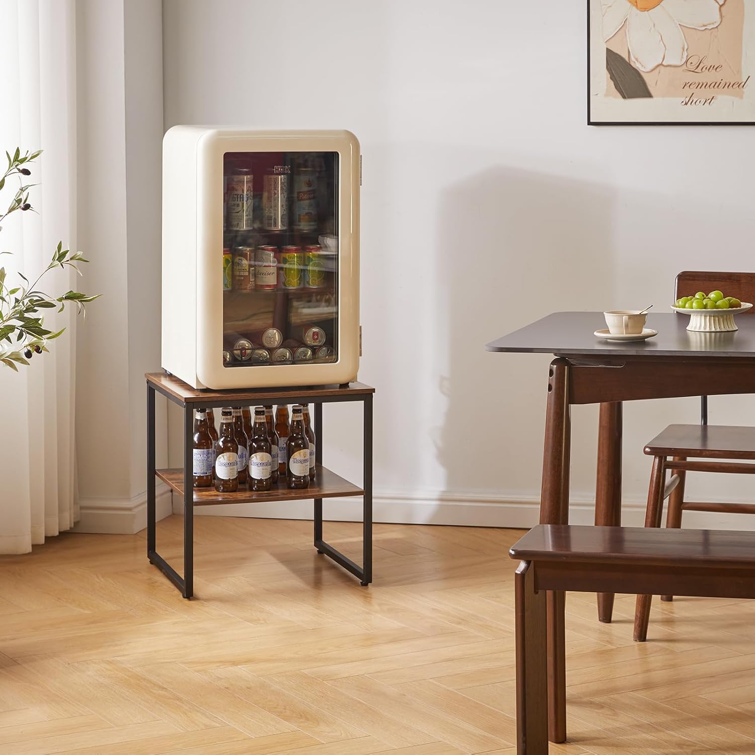 Aibiju Small Table Stand 20 Inch, Multi-Functional Side & Printer Accent Table with Storage Shelf, Rustic Brown YD-TM153H