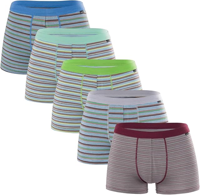 KNITLORD Men's Underwear Soft Boxer Shorts Breathable Bamboo Boxer Briefs Short Leg Trunks 4 Pack