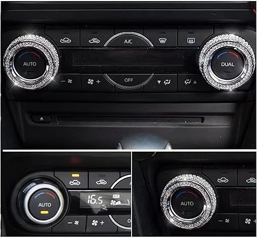 Miniatura 5 de CONGCONG Para Mazda Accessories AC Button Bling Crystal Accesorio Cubierta de perilla interior compatible con Mazda 3Mazda 6CX-5CX-9 (llave de CA 2