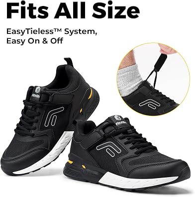 FitVille Mens Lightweight Trainers Extra Wide Fit Comfortable Running Sneakers Rebound Core V7 for Plantar Fasciitis Flat Feet