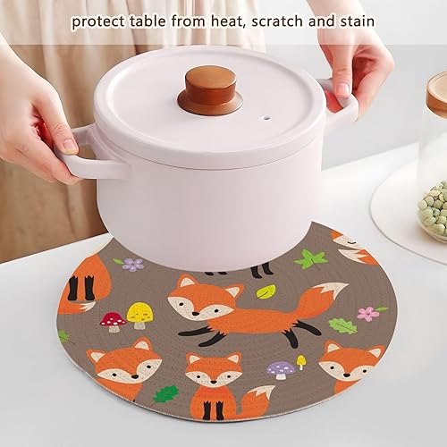 Miniatura 5 de Linda ilustración de zorro varias posturas salvamanteles almohadilla caliente 3 piezas resistente al calor para ollas y sartenes calientes