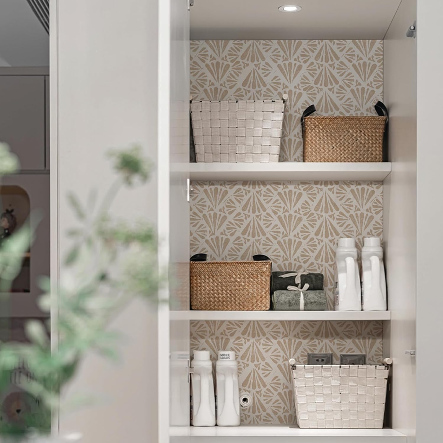 Peel and Stick Wallpaper Boho 17.3"x118" Removable Wallpaper Peel and Stick Modern Beige Geometric Wallpaper for Bedroom