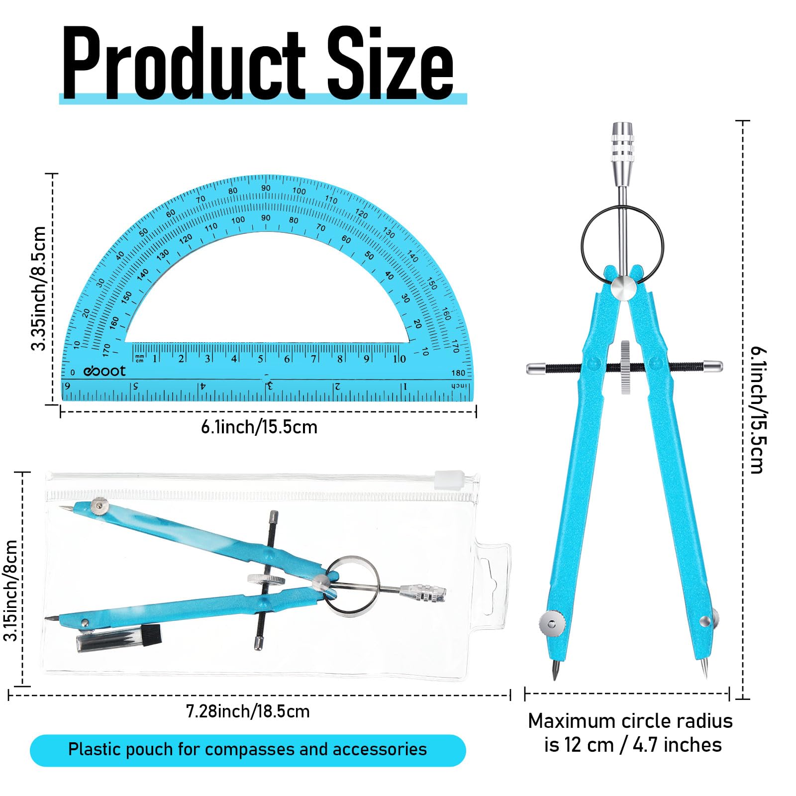 Snapklik.com : EBOOT Student Geometry Math Set, Metal Drawing Compass ...