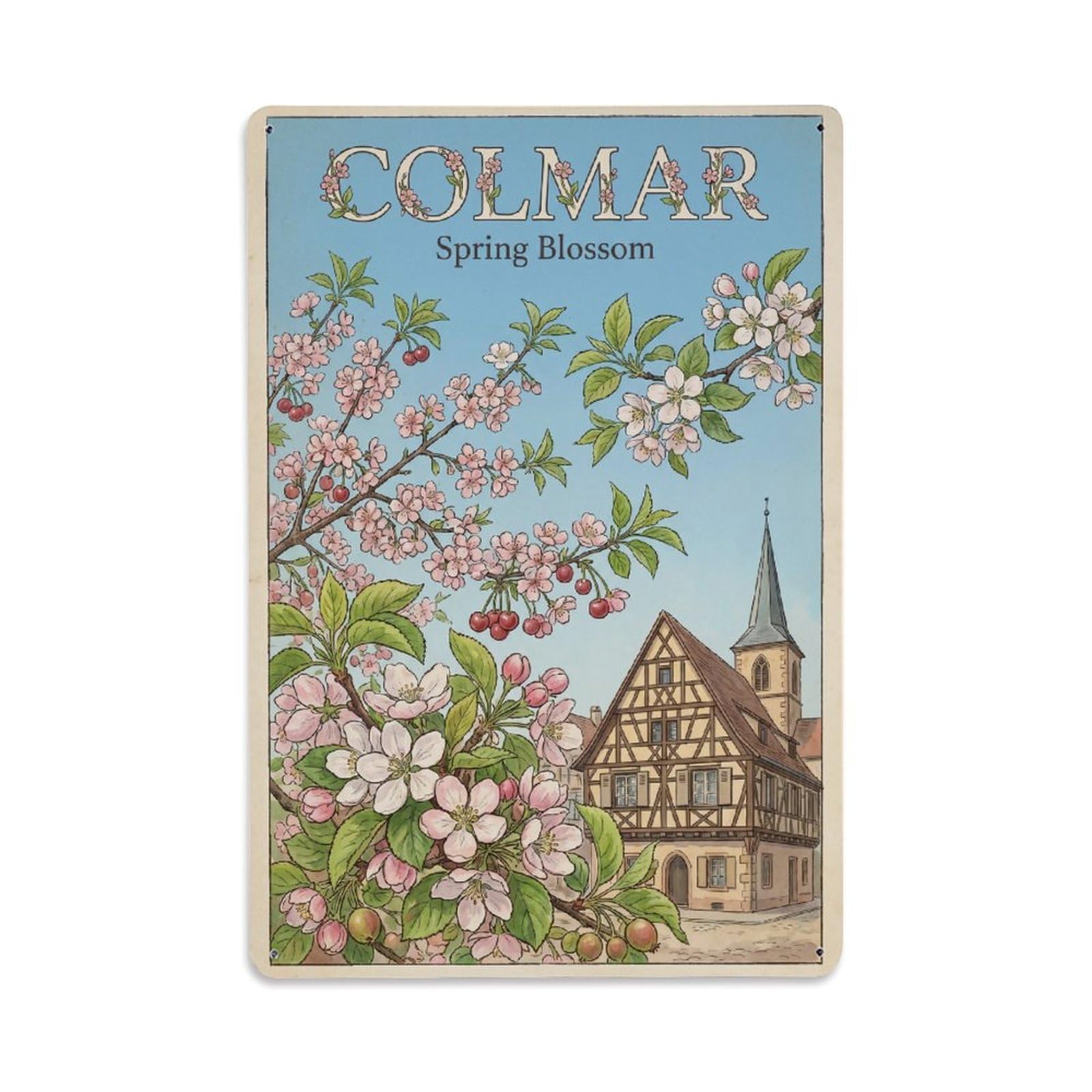 Gead 8X12inch Style Vintage Travel France Spring Metal Tin Sign