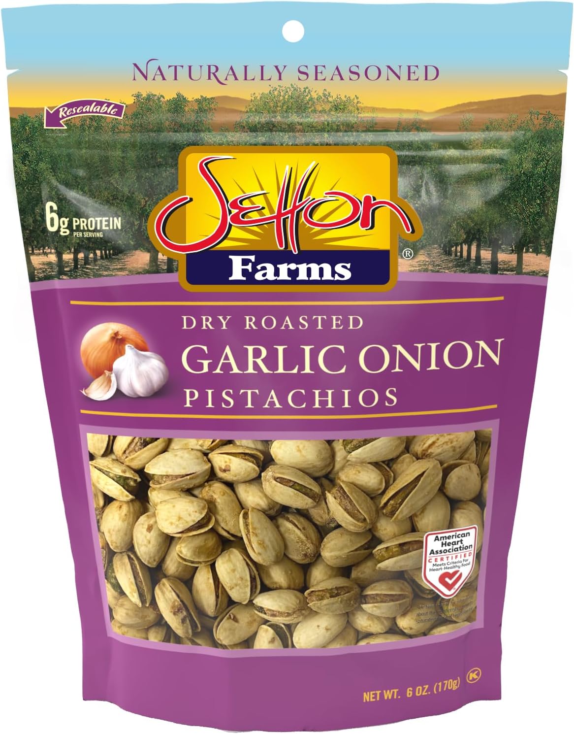 Pistachios Garlic Onion, In-Shell, 6 Oz. Bag, Kosher