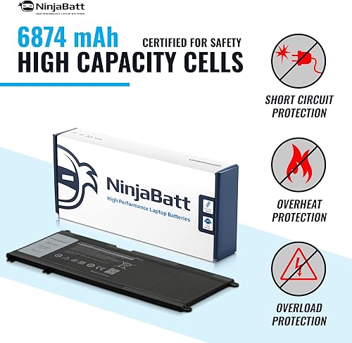 Miniatura 7 de NinjaBatt Batería para Dell 33YDH 17 7000 7779 13 7353 17 7778 15 7778 15 7577 P30E 7786 7773 3779 G5  7588 3579 5587 G7  G3 Latio tude 13 3380 14
