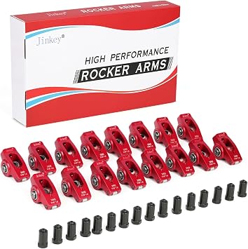 JINKEY Upgraded High Performance 2024-T6 Aluminum Extrusion Rocker Arms For Chevy SBC 350 1.6 Ratio 7/16" Studs Part #11350111