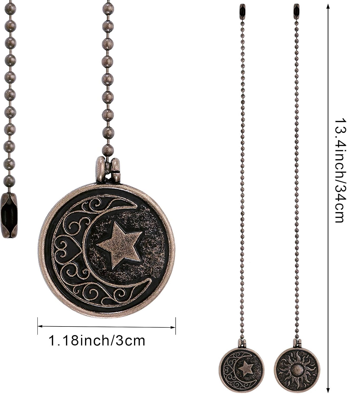Buy 4 Pieces Ceiling Fan Pull Chain Set With Sun And Moon Pattern Pull Chains For Ceiling Light Lamp Fan 134 Inch Ceiling Fan Chain Extender With Ball Fan Chain Connector Black